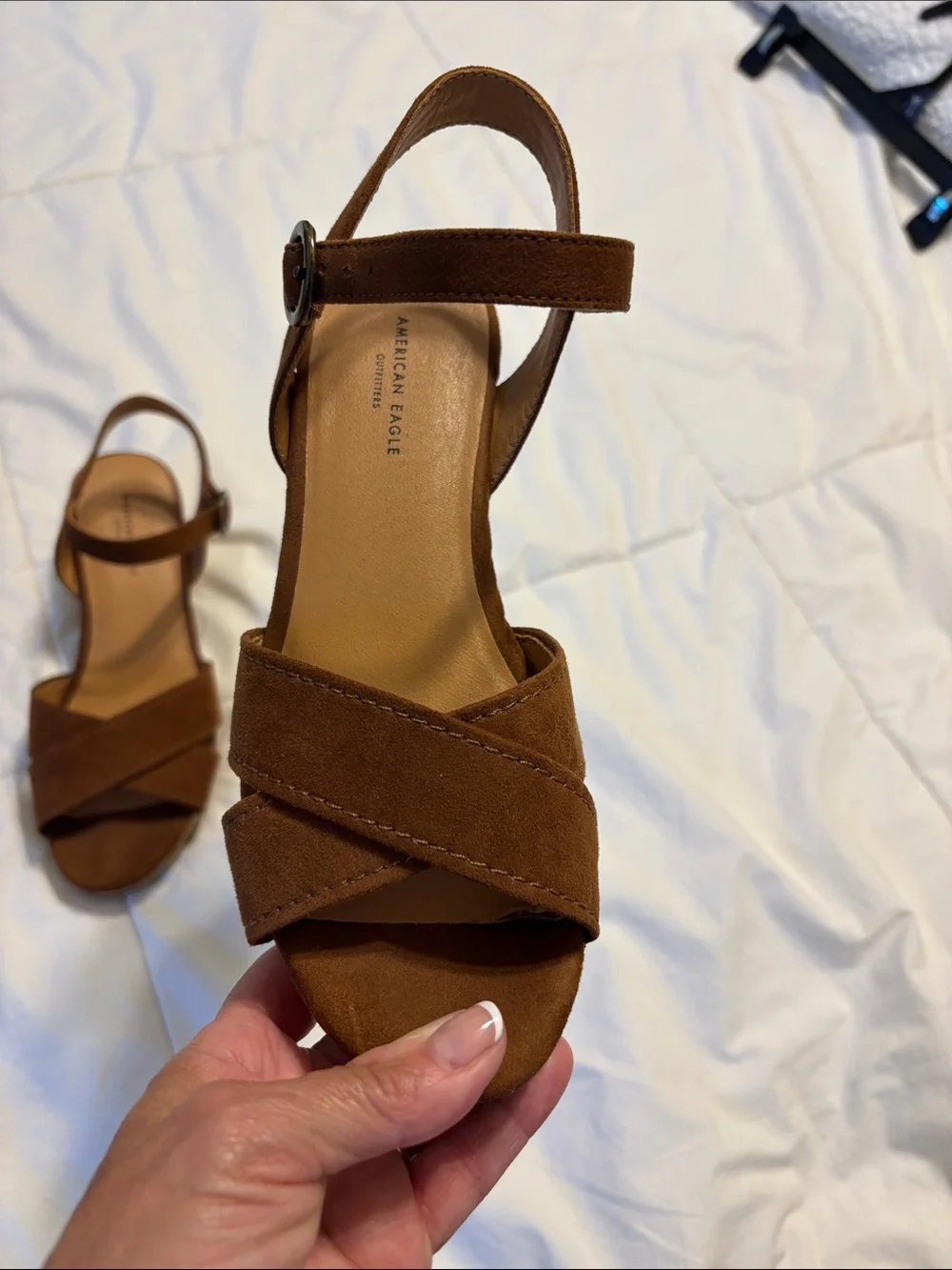 American Eagle Outfitters Brown Suede Platform Wedge Sandals